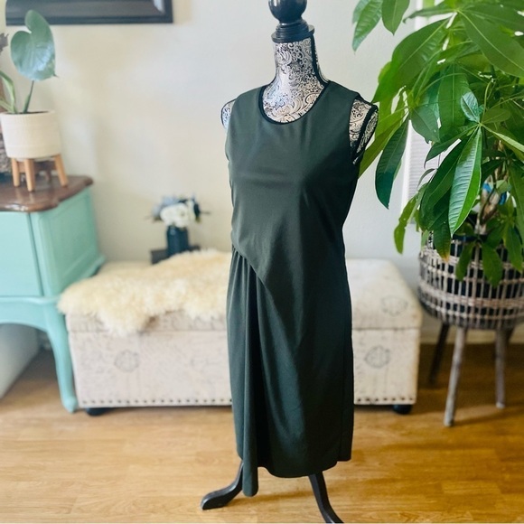 Elie Tahari Isolde Sleeveless Draped Dress in Camouflage Olive Green, Size XS - Picture 10 of 14